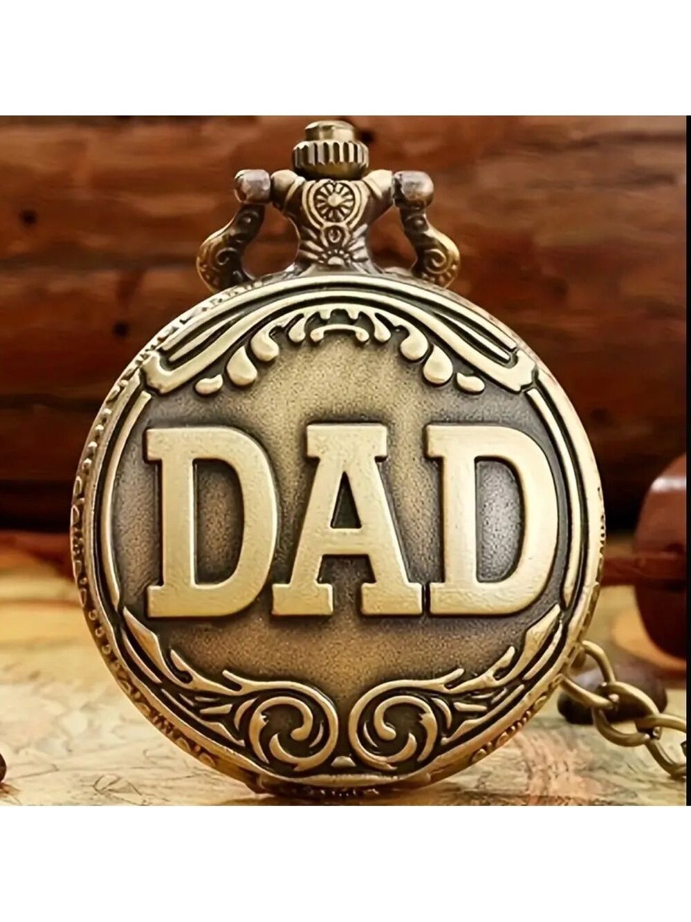 Bronze "DAD" Quartz Pocket Watch